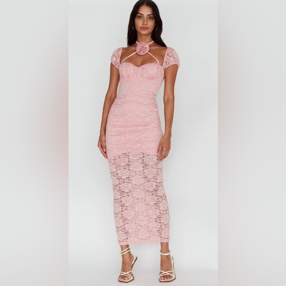 NWT Selfie Leslie ANGEL BIBA Versailles Summer Rose Accent Lace Dress Blush XS - Picture 1 of 15